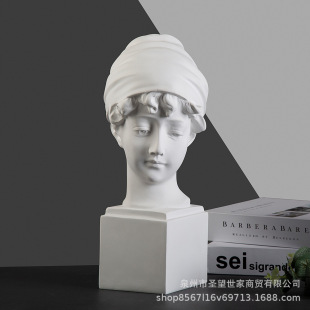 British Girl's Head Resin Imitation Gypsum ins Style Small Ornaments Nordic Simple Home Accessories Beautiful Girl Sketch