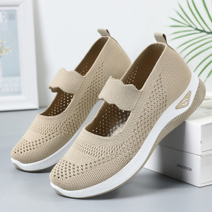 Женская обувь Летняя женская трансграничная shoes оптом среднего и пожилого мамы обувь дышащая старая обувь из ткани Пекин легкая обувь для ходьбы