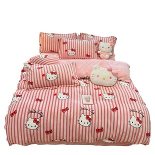 Sanrio Мультфильм молочный бархат набор из четырех частей HelloKitty двухсторонний бархатный постель набор из трех частей