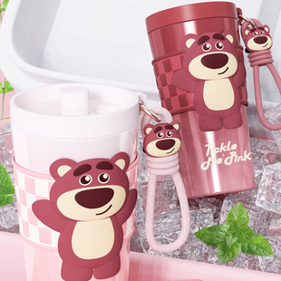 New Strawberry Bear Cartoon Children's Water Cup 316 Stainless Steel Thermos Cup Women's Water Cup High-value Cute Suction Cup