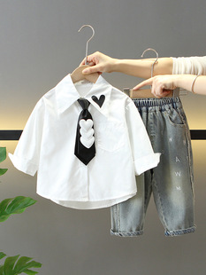 7670 boys' spring sweater suit 2025 new children's spring and autumn clothes baby sweater three-piece fashion