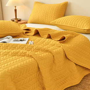 In stock cross-border exclusive pure color washed cotton bed cover tatami quilted non-slip bed sheet three-piece bed tail cover blanket
