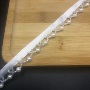 New in stock handmade beaded lace ribbon hanging pearl lace diy shoes and hats clothing skirt trim accessories