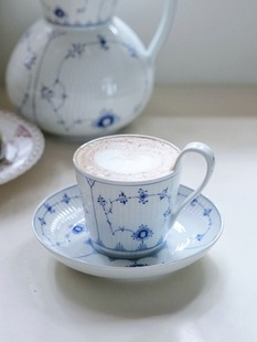 Coffee Latte Cup New Chinese Jingdezhen Ceramic Cup Saucer suit Household Latte Coffee Cup Blue and white Underglaze Colored Cup