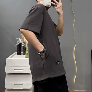 Short-sleeved T-shirt Men's Summer Fatty Fashionable Loose Hidden Pocket Plus Size Men's Half-sleeved All-match Top Clothes