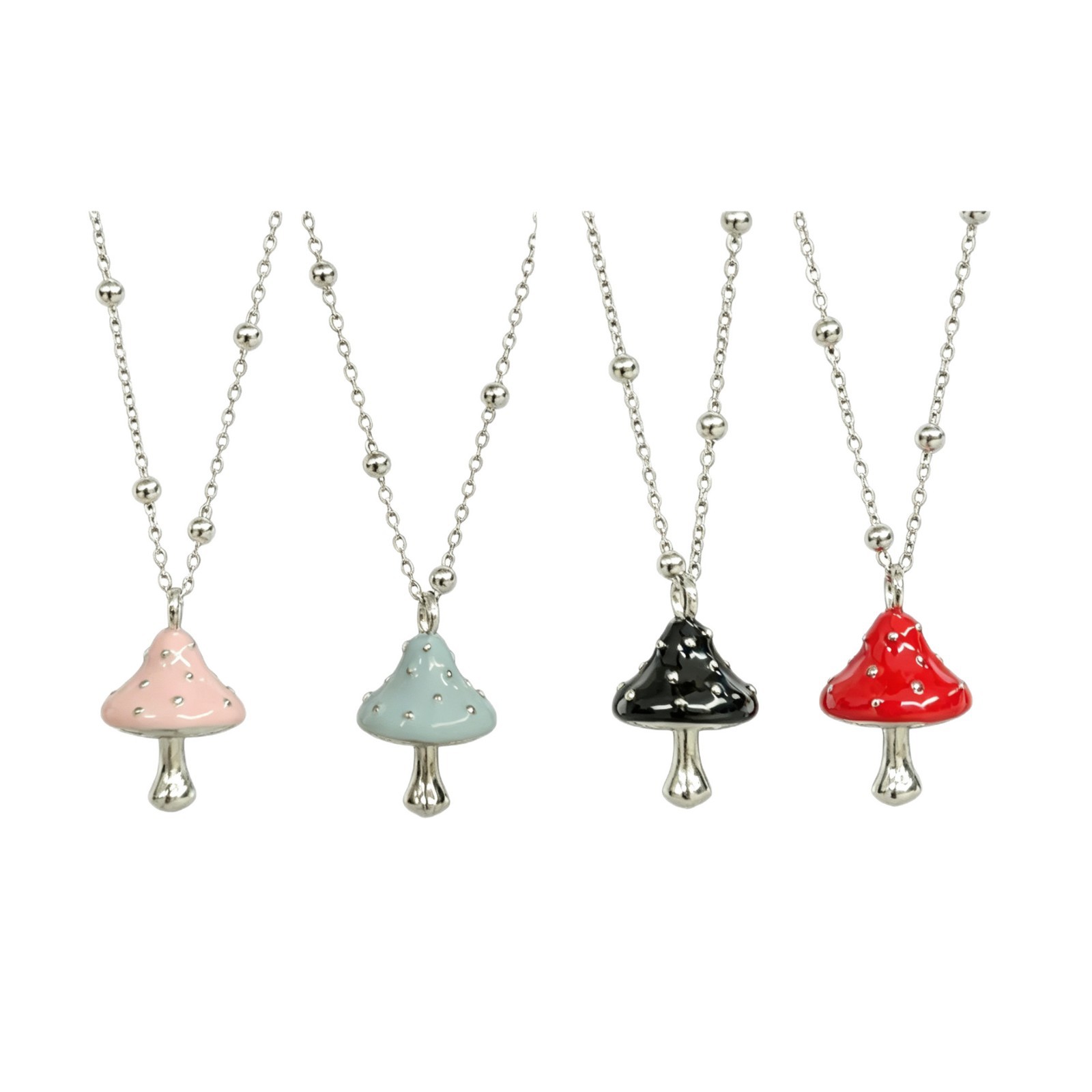Cute and Playful 3D Mushroom Titanium Steel Necklace for Women, Sweet and Cool, Niche High-End Style, Long Non-Fading Chain for Sweatshirts and Sweaters