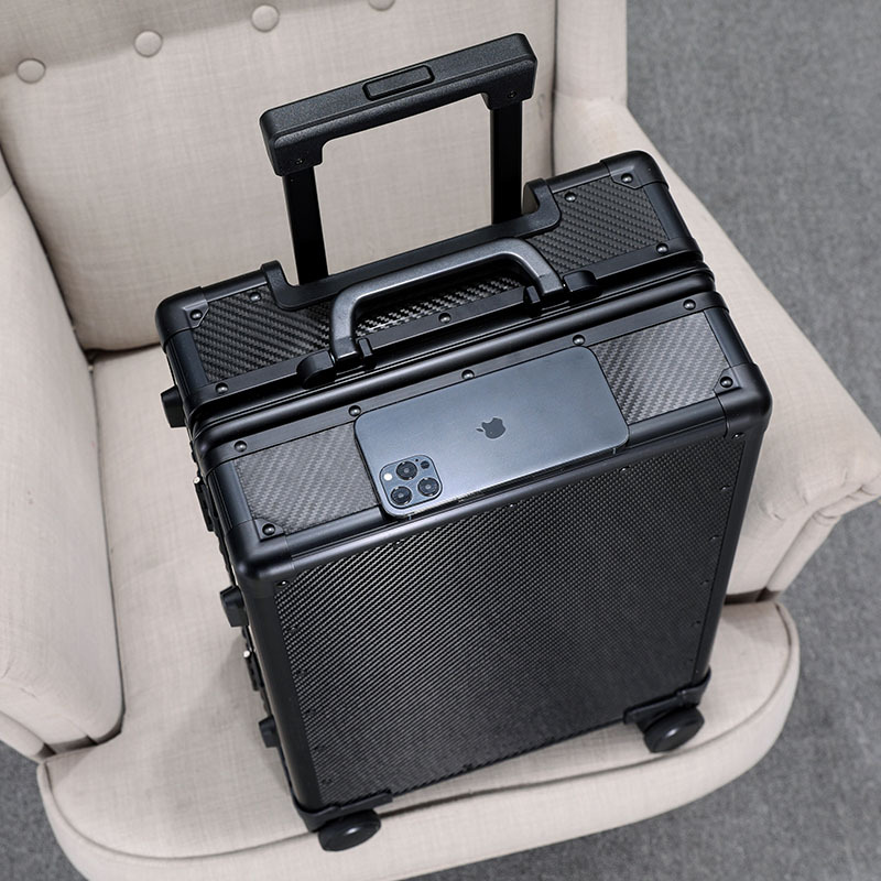 High-end full carbon fiber luggage case universal wheel Women's aluminum frame trolley case Men's boarding case business suitcase 20 inches