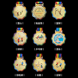 Medal in stock wholesale metal paint commemorative medal customized activity advertising medal paint Competition Gold Medal
