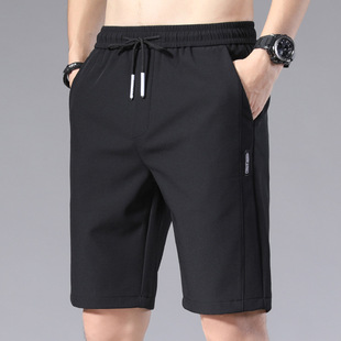 Summer Thin Five-point Ice Silk Casual Shorts Men's Big Pants Beach Pants Outer Wear Horse Pants Summer Medium Pants