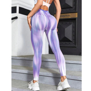 European and American New Aurora double hip lifting tie-dyed yoga pants running fitness pants training tights yoga clothes sports pants