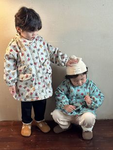 Children's bear cotton-padded clothes winter fleece-lined thick workwear Korean style boys and girls winter cotton-padded clothes new baby warm windbreaker