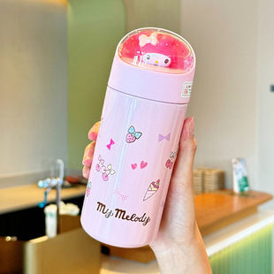 Genuine Sanrio Water Cup Microcrystalline View High Color Value Kulomi Thermos Cup Girls' Heart Mini Portable Cup Gift