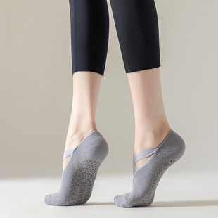 Yoga non-slip floor socks cotton socks Women's Boat socks towel bottom shock-absorbing silicone non-slip invisible shallow mouth indoor socks