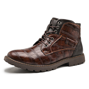 Martin Boots Men's Ankle Boots Autumn Side Zip Leather Boots Retro Casual Desert Boots Outdoor Workwear Boots Cross Border Amazon