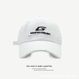 Sharp! high quality Embroidered Ripped Baseball Cap Unisex G Letter All-match Sunshade Cap Shows Small Face