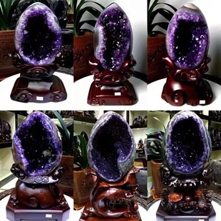 Wholesale Natural Amethyst Cave Ornaments Dinosaur Egg Crystal Cave Original Stone Money Bag Office Ornaments Primary Supply