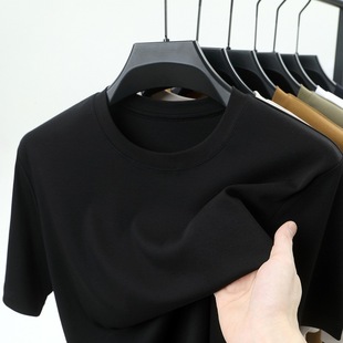 Light Luxury Pure Cotton Heavy-duty Loose Short-sleeved T-shirt Base Shirt Casual Simple Round Neck Solid Color Men's Half-sleeved T-shirt Men's T-shirt