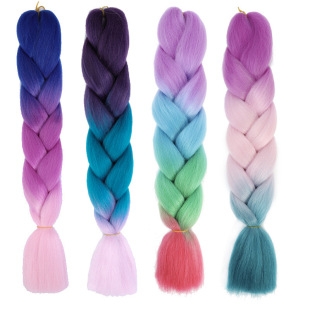 Factory wholesale color chemical fiber big thick braid three color African dirty braid wig high temperature silk gradient twisted braid Xuchang