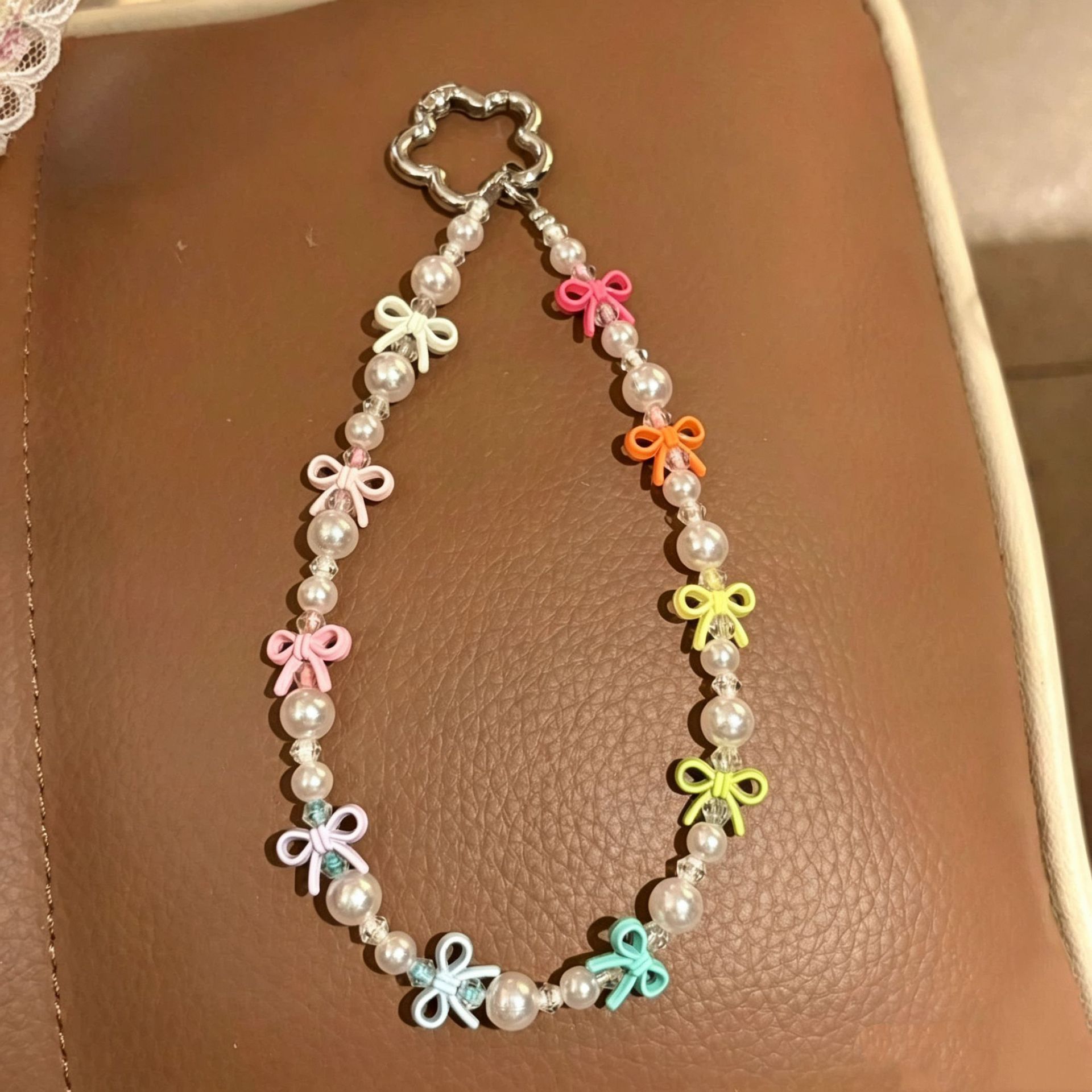 Ballet-style dopamine bow phone strap, CCD camera, notebook, card holder, key, earphone pendant, alloy