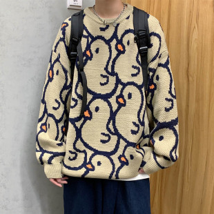 2022 Spring and Autumn ins Trendy Brand Sweater Men's Hong Kong-style Japanese-style Korean-style Trendy All-match Student Loose Casual Sweater