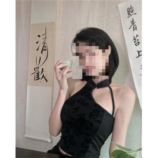 New Chinese Vest Women's Sling 2023 Royal Sister Design Sense Niche Elegant Retro Ink Painting Hanging Neck Top