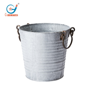 Factory galvanized iron bucket vintage metal flowerpot 4-piece set bucket galvanized ice bucket style handle bucket