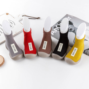 Spring and autumn children's floor socks shoes baby Korean cloth standard socks soft bottom shoes socks baby non-slip mid-barrel toddler shoes