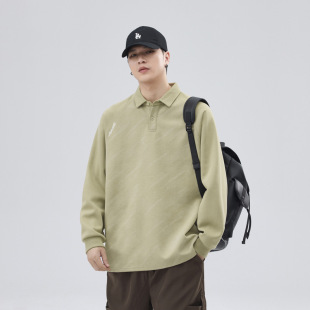 Anyang Raglan Sleeve Polo Shirt Men's Japanese Heavy Trash Handsome Loose 2024 Autumn New Lapel Long Sleeve Clothes