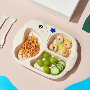 Kindergarten Dinner Plate Baby's Supplementary Food Bowl Children's Tableware Baby's Partition Boys' Cartoon Drop-resistant Partition Plate Girl
