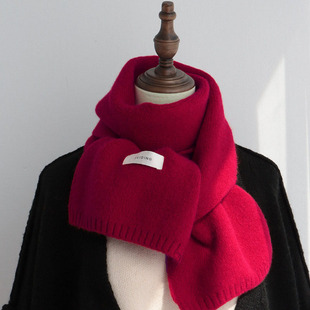 Atmosphere Scarf Men's 2025 New Solid Color Women's Winter Wool Knitted Korean Student Couple Warm Scarf