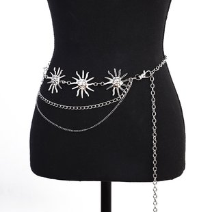 Foreign Trade Waist Chain Women's Metal Sunflower Belt Body Chain European and American Cross-border Atmospheric Adjustable dress Waist