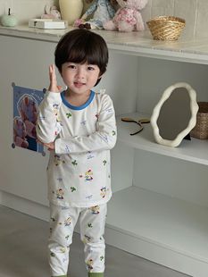 Anmeiya Zhongdong без костей Лайка Комплект нижнего белья Детская пижама для мальчиков Осенняя одежда Осенние брюки Два производителя