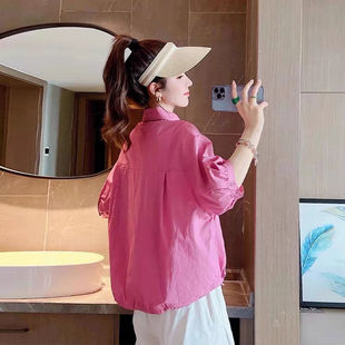 2024 New Summer Shirts for Women, Loose Short-sleeved Tops for Women, Versatile Design, Niche Belly-covering Shirts for Women