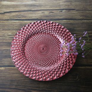 Искусственный бросок цветной гальванический стеклянный диск 13inch западная столовая стеклянная прокладка