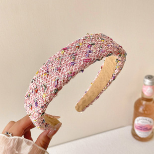High skull top wide edge pink headband female South Korea Internet celebrity elegant hair pressing hairpin headband all-match face washing headdress hair bundle