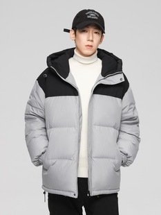 Cross-border 2024 Autumn and Winter New Coat Men's Solid Color Hooded Hong Kong Style Loose Warm 90 White Duck Down for Men and Women Couple