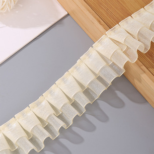 Spot 4cm double layer snow yarn discount fungus lace with DIY handmade clothing home textile pleated lace accessories wholesale