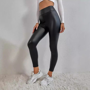 PU leather pants female wish cross-border explosion foreign trade plus high waist leggings female stretch pants