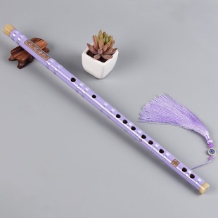 Flute children's Beginner flute section zero basic entry ancient style bitter bamboo flute White purple black with pendant