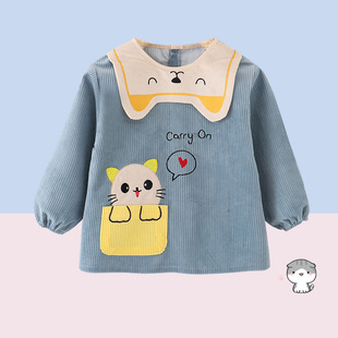 winter corduroy overalls boys and girls baby children eating bib waterproof apron autumn and winter outside wear foreign style cute