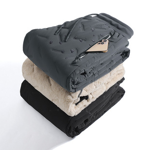 Lamb Fleece Cotton Pants Autumn and Winter fleece-lined Thickened Men's Loose Waist Thick Casual Pants Outdoor Warm Pants
