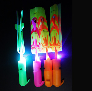 Luminous Ejection Flying Arrow Flash Flying Mushroom Stall Children's Outdoor Luminous Toys Ascendant Slingshot Small Rocket
