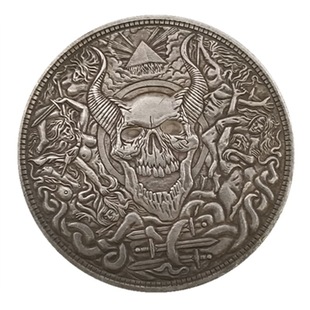 Antique Crafts American Skull 1881 Edition Brass Silver Plated Old Silver Foreign Trade #949