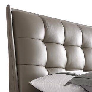 Modern Simple Leather Bed Master Bedroom Small Apartment New 1.8 m Side Bed Italian Minimalist Advanced Leather Art Bed