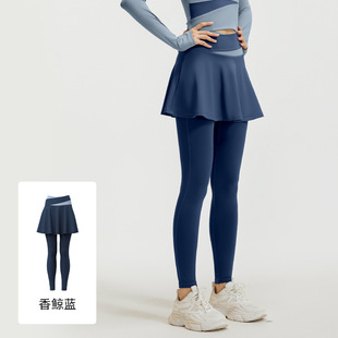 Juyitang New Fake Two-piece Anti-running Yoga Pants Naked High-elastic Color-matching High Waist Hip-lifting Quick-drying Fitness Pants