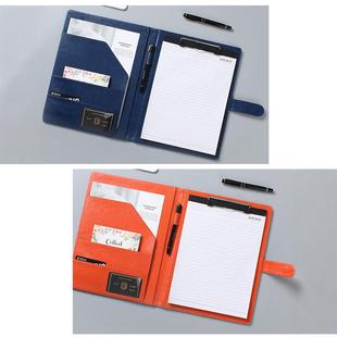 Multifunctional Business Contract Folder with Note Pad, Office Sales Magnetic Buckle, A4 Size Leather Folder Customization
