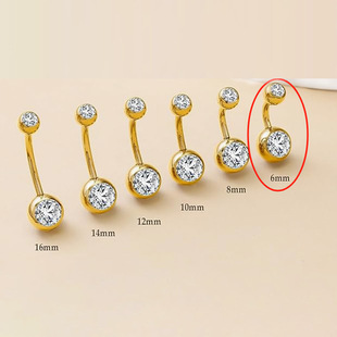 G23 Titanium Outer Teeth Zircon Navel Earring Ring 1.6mm Rod Thick 6-16mm Rod Puncture Jewelry Wholesale