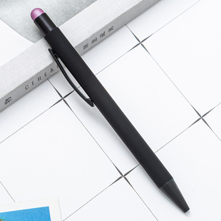 Touch screen push metal ballpoint pen in stock wholesale Capacitive rubber aluminum rod pen printable logo advertising ballpoint pen