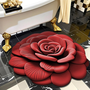 3D Three-dimensional Special-shaped Flower Floor Mat Diatom Mud Upholstered Mat Bathroom Toilet Non-slip Foot Mat Toilet Water Absorbent Quick-drying Mat