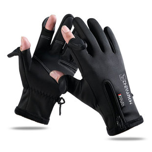 Cycling gloves men's winter Q243 outdoor cycling non-slip leak two finger touch screen cross-border thickened warm cycling gloves